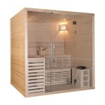 Sauna préfabriqué 5 places assises en bois de cèdre – 180x160x204 cm.